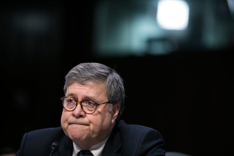 Attorney General nominee William Barr looks speaks during a Senate Judiciary Committee hearing on Capitol Hill, Tuesday, January 15, 2019. Barr will face questions from the Senate Judiciary Committee including his views on executive powers. Barr served as attorney general under George H.W. Bush.