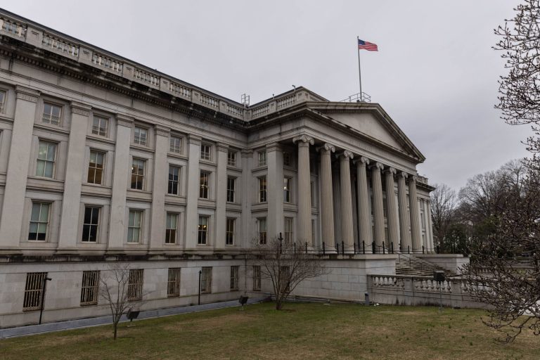 The United States Treasury building in Washington, D.C.