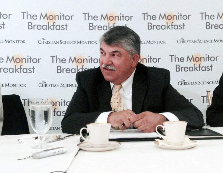 Revealing that Big Labor leaders have been meeting privately with President Obama on a possible immigration executive action just as Big Business leaders have, AFL-CIO President Richard Trumka urged the White House to be aggressive and make broad, expansive policy. (Michael Bonfigli/The Christian Science Monitor)