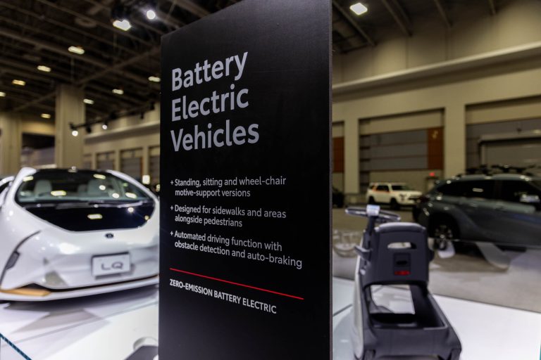 An Exelon EV charging station on display during the Washington, D.C. Auto Show at Walter E. Washington Convention Center on January 19, 2023. 