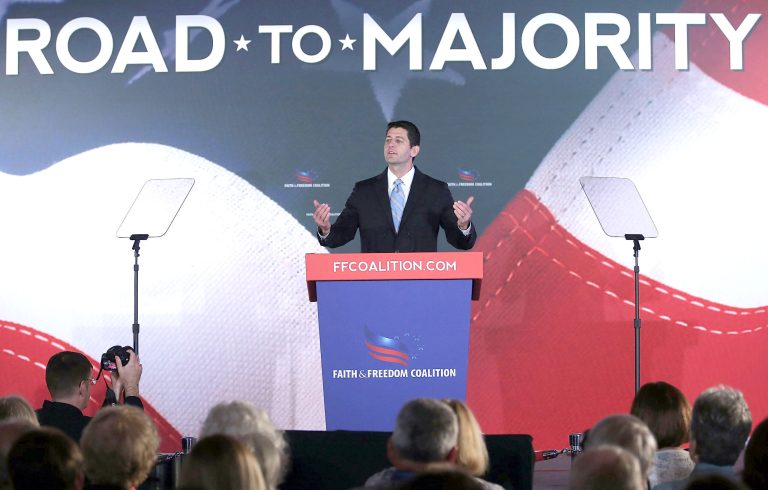 Mark Wilson/Getty Images
Rep. Paul Ryan, R-Wis., speaks at the Faith & Freedom Coalition conference in Washington on June 14.