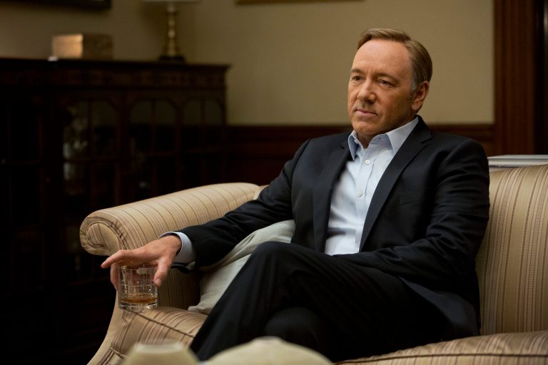 This image released by Netflix shows Kevin Spacey in a scene from the Netflix original series, "House of Cards," which was filmed in Maryland. (AP Photo/Netflix, Melinda Sue Gordon)