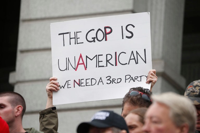 A net 63 percent of Republicans and those who lean Republican said the 2016 presidential primary fight between Donald Trump, Sen. Ted Cruz and Gov. John Kasich is hurting the party. (AP Photo/David Zalubowski)