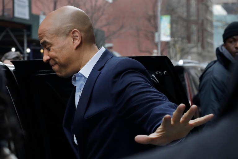 U.S. Sen. Cory Booker, D-N.J., leaves ABC studios in New York after an appearance on The View on, Friday, Feb. 1, 2019. Booker on Friday declared his bid for the presidency in 2020 with a sweeping call to unite a deeply polarized nation around a "common purpose." 