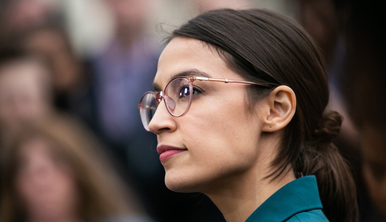 Congresswoman Alexandria Ocasio-Cortez, D-NY, holds a press conference on the Green New Deal Resolution outside of the U.S. Capitol, Thursday, Feb. 7, 2019. 