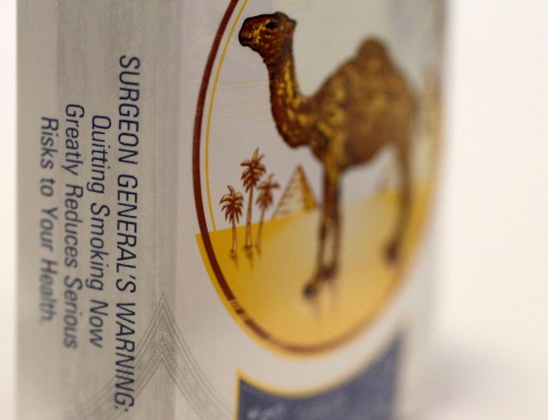 In this Friday, Nov. 30, 2012, photo, the Surgeon General's Warning appears on a pack of Camel cigarettes purchased at a Chicago area news stand.