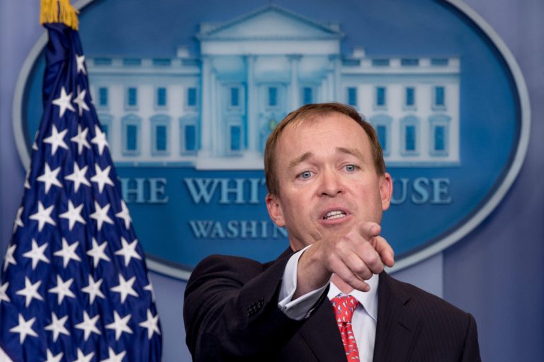Mulvaney announced the timing of the budget roll-out in passing during an address to the Federalist Society, a conservative legal group. (AP Photo/Andrew Harnik)