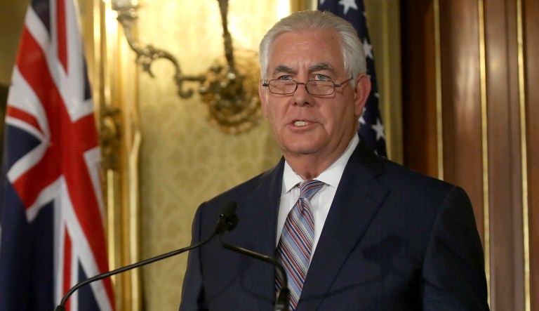 Secretary of State Rex Tillerson said Tuesday that defeating the Islamic State on the battlefield is not enough, and that the terrorist group will only be defeated by working with other Muslims to ensure ISIS cannot find a foothold in governmental or religious meetings. (AP Photo/Rick Rycroft)
