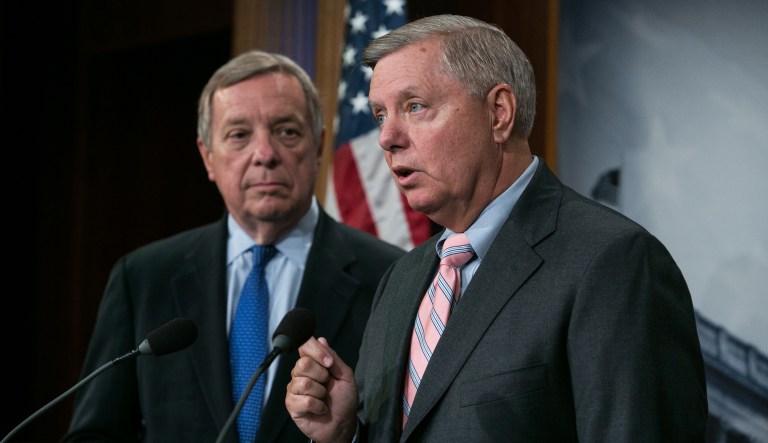 Graham said the two lawmakers would welcome Trump's help. (Graeme Jennings/Washington Examiner)