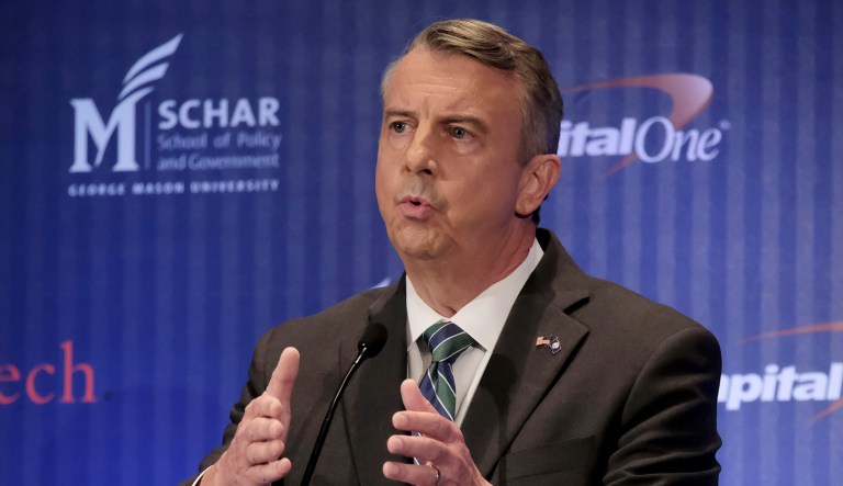 The Republican looks poised to win the governorship of Virginia in the Nov. 7 election. (Bonnie Jo Mount/The Washington Post via AP, Pool)