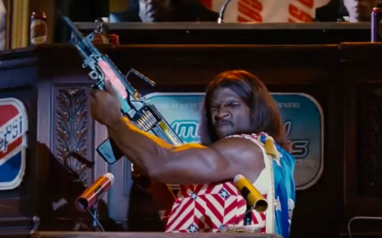 The film's writers, Etan Cohen and Mike Judge (who also directed it), and Terry Crews, who played President Dwayne Elizondo Mountain Dew Herbert Camacho (picture above), will be reuniting to satirize the presumptive GOP nominee, who some have compared to Crews' character. (Screen shot)