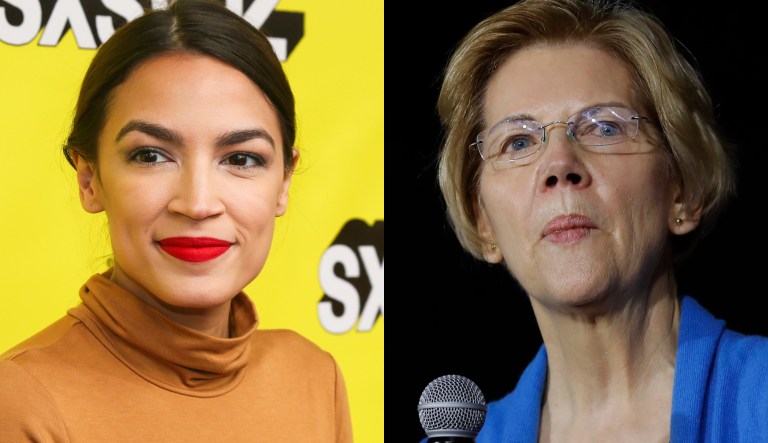 Alexandria Ocasio-Cortez and Elizabeth Warren