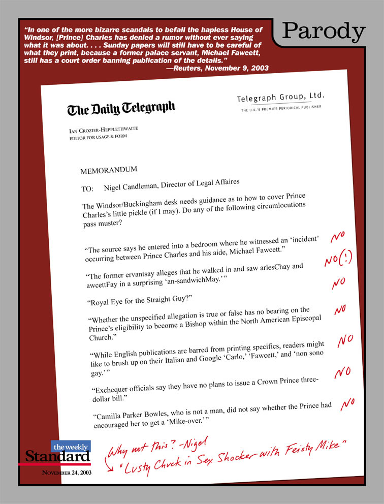 From the cutting room floor of the London press.