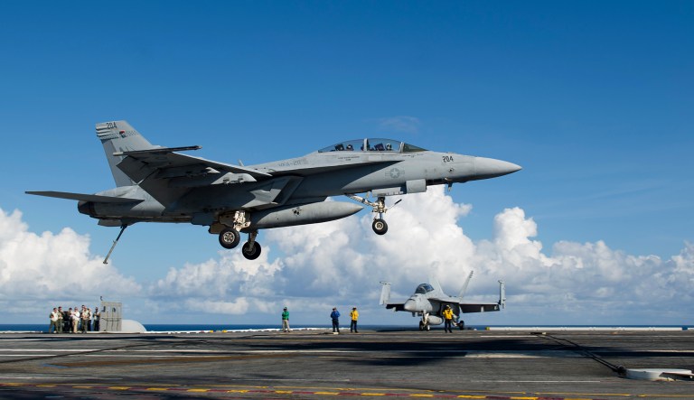 The president has a history of making misleading claims about the Boeing fighter jet. (U.S. Navy photo by Mass Communication Specialist 2nd Class Anthony Flynn/Released)