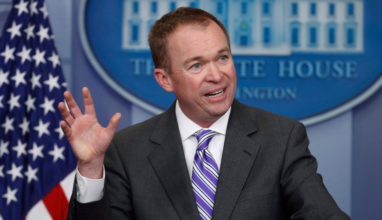 Budget Director Mick Mulvaney indicated Tuesday that one way to get back to passing regular spending bills is to end the legislative filibuster for spending bills. (AP Photo/Manuel Balce Ceneta)