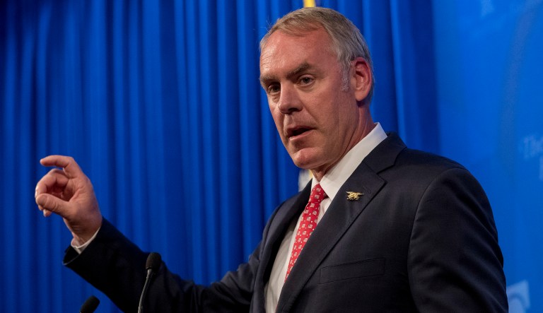 Interior Secretary Ryan Zinke called Iran a grave threat on Friday, saying the administration's energy dominance plan will help address the Mideast power's development of nuclear missiles economically by cutting the country's oil profits. (AP Photo/Andrew Harnik)