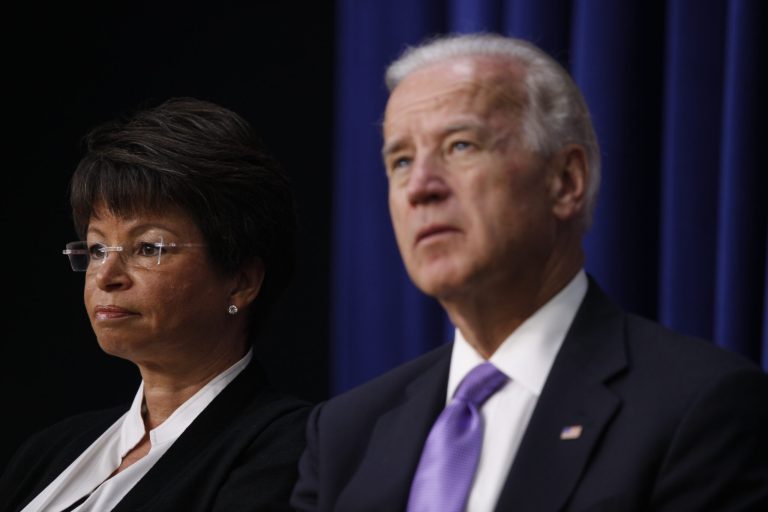 Ed Klein's book claims White House adviser Valerie Jarrett has been pushing hard for Biden to enter the 2016 race. (AP Photo/Charles Dharapak)