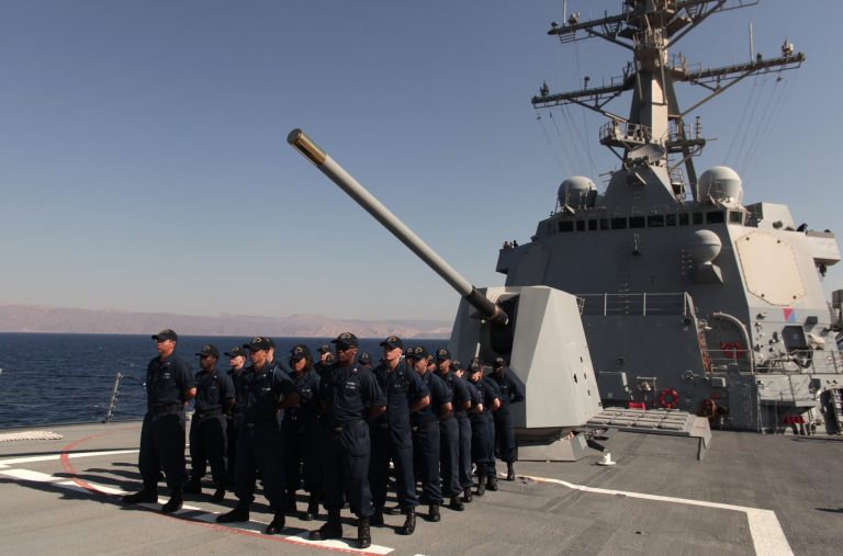 The USS Stockdale is the first ship to operationally use alternative fuel made from beef fat. (AP Photo/Maya Alleruzzo)