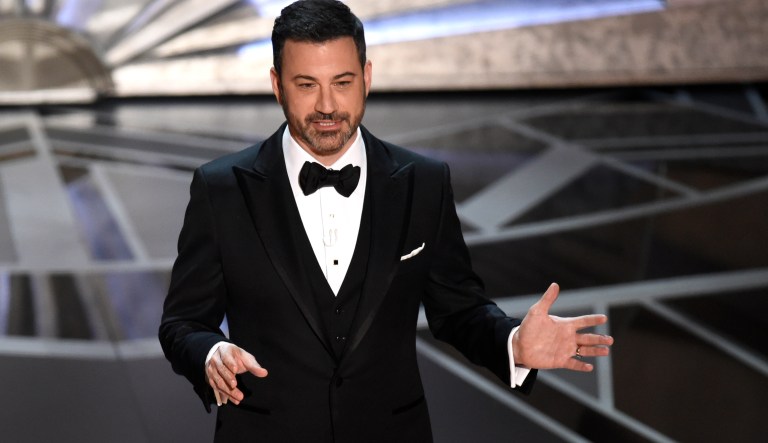 Host Jimmy Kimmel speaks at the Oscars on Sunday, March 4, 2018, at the Dolby Theatre in Los Angeles. (Photo by Chris Pizzello/Invision/AP)