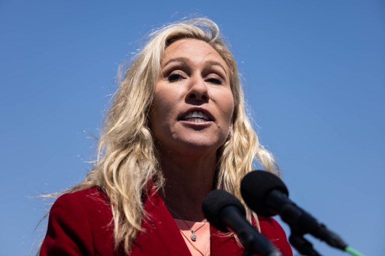 Rep. Marjorie Taylor Greene, a Georgia Republican, is seen on Capitol Hill in Washington, D.C.