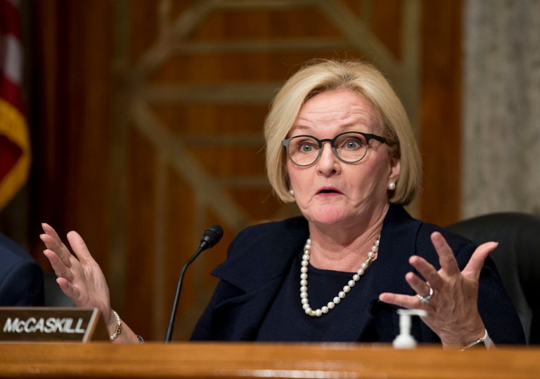 Sen. Claire McCaskill's weak clarifications came only after MSNBC and CNN gave her bogus charge uncritical coverage. (AP Photo/Alex Brandon)