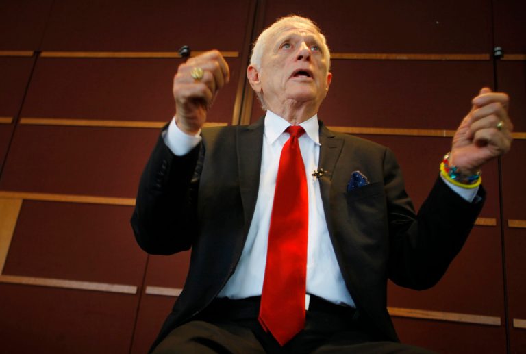 Anti-dolphin hunt activist Ric O'Barry speaks during an interview with the Associated Press in Tokyo, Thursday, May 15, 2014.  Taiji Whale Museum in Japanese town known for dolphin hunts, Taiji, is being sued by the American activist who says denying him entry is discriminatory. The lawsuit he filed this week says the aquarium has a baby albino dolphin in captivity and refuses entry to Western-looking people who want to check on the dolphin. (AP Photo/Junji Kurokawa)