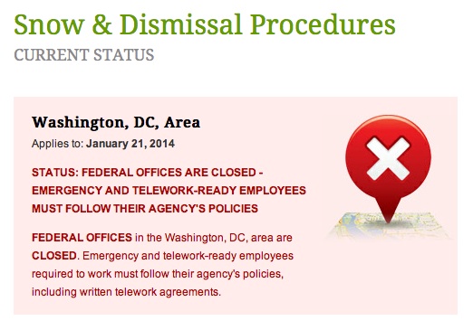 Federal Gov’t Closes Due to Threat of Snow