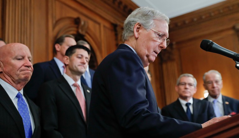 Senate Majority Leader Mitch McConnell is holding off a revolt by his loyal campaign contributors for now, even as other donors angry about Republican failures in Congress reject pleas for cash to support the party's 2018 campaign. (AP Photo/Pablo Martinez Monsivais)