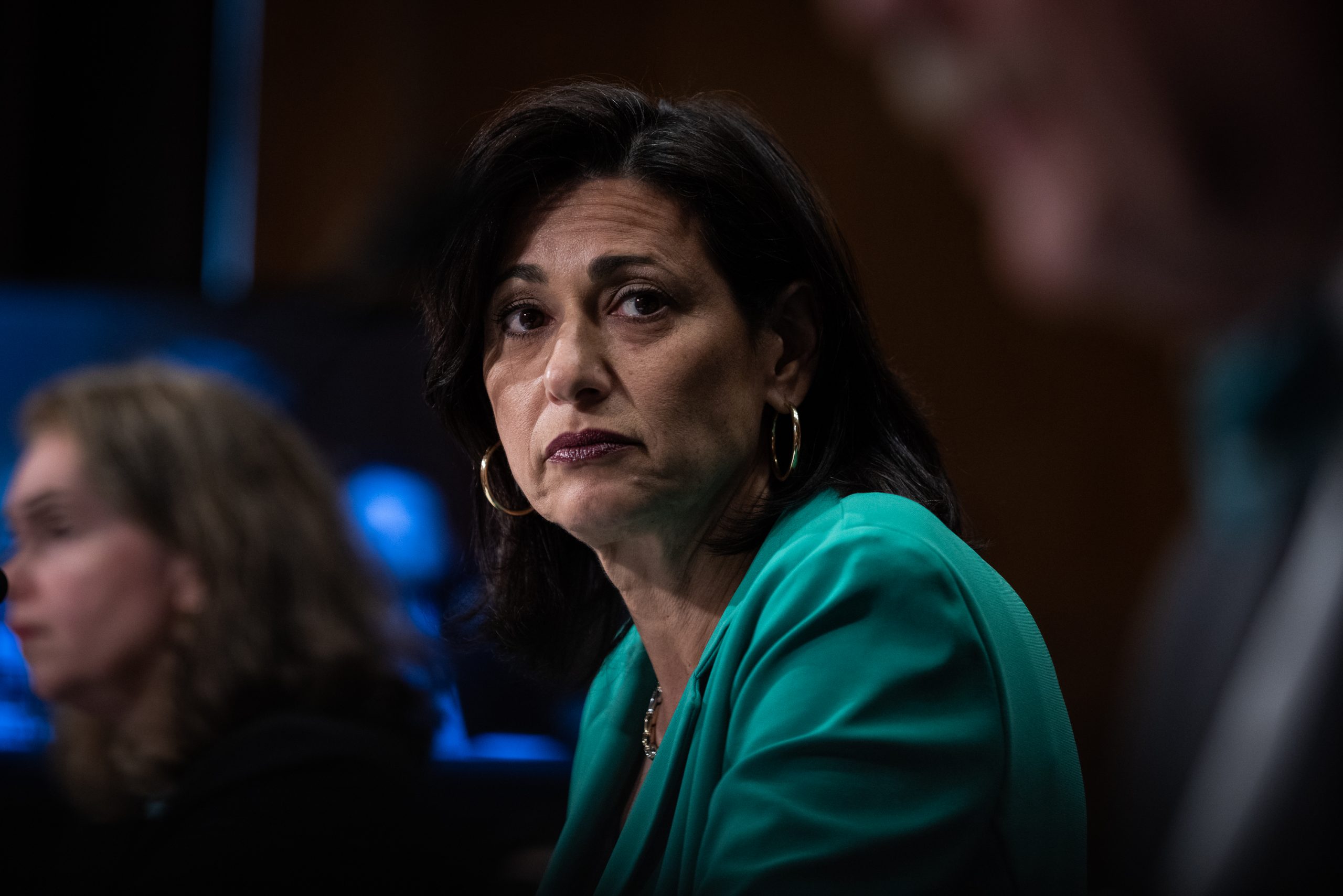 Centers for Disease Control and Prevention Director Rochelle Walensky looks on at a Senate Health, Education, Labor and Pensions Committee hearing on Thursday, May 4, 2023. On Friday, Walensky submitted her resignation to the CDC. 
