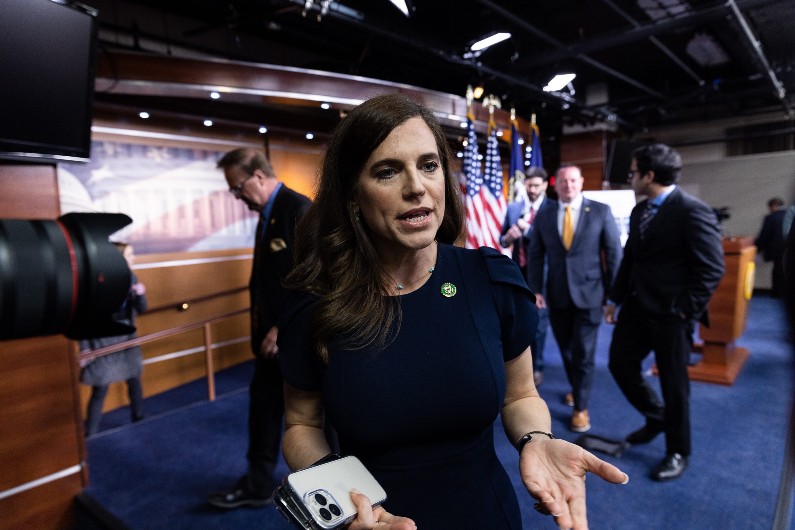 Rep. Nancy Mace (R-SC) speaks to reporters following a news conference on the House Committee on Oversight and Accountability investigation into the Biden Family on Capitol Hill in Washington, Wednesday, May 10, 2023.