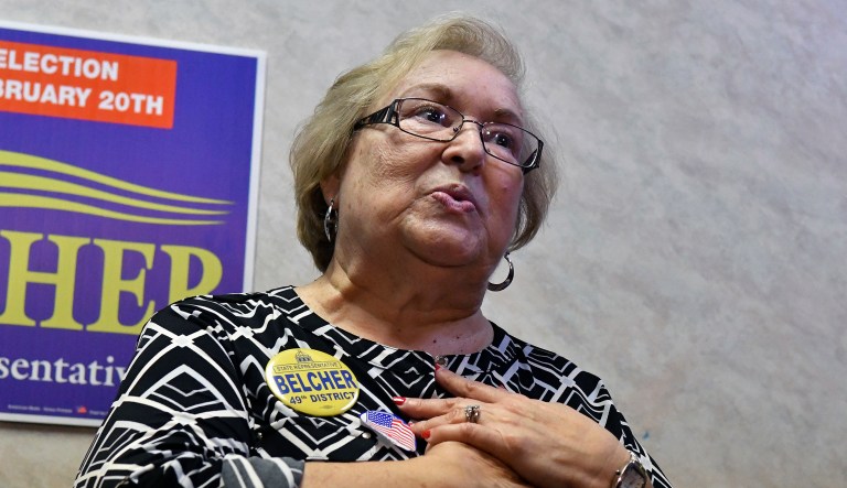 Democratic candidate Linda Belcher came out victorious in the special election to fill the vacant seat for the Kentucky House of Representatives 49th District on Tuesday. Belcher defeated Republican Rebecca Johnson, who sought to fill the seat that was vacated by her husband Dan Johnson following his suicide in 2017. (AP Photo/Timothy D. Easley)