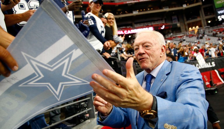 Trump reportedly called Jones multiple times before a Monday night football game last month in order to urge him to make his players not kneel during the anthem. (AP Photo/Ross D. Franklin)