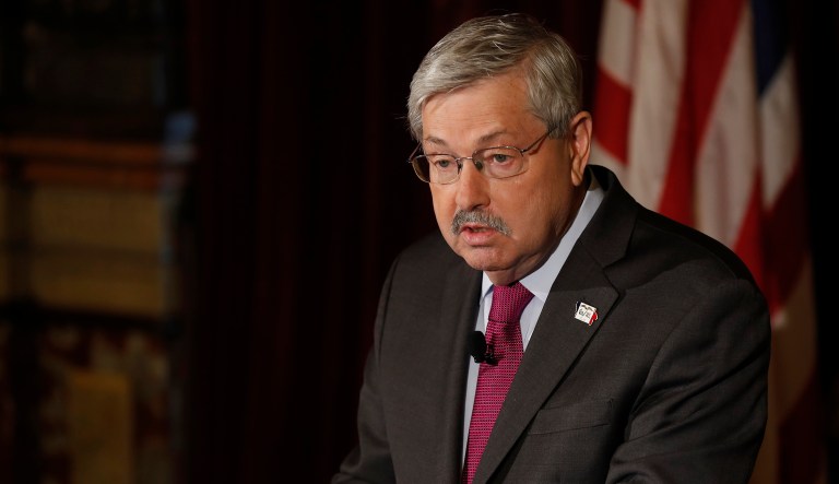 Iowa Gov. Terry Branstad resigned Wednesday. Branstad will become the U.S. ambassador to China. (AP Photo/Charlie Neibergall, Pool)
