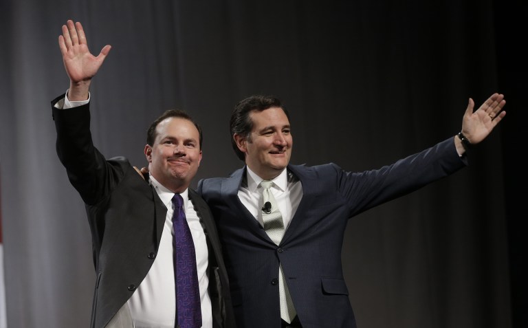 Sen. Mike Lee, R-Utah, left, and Sen. Ted Cruz, R-Texas, have been somewhat close politically for a few years, both having been elected with heavy Tea Party support.. (AP Photo/Rick Bowmer)