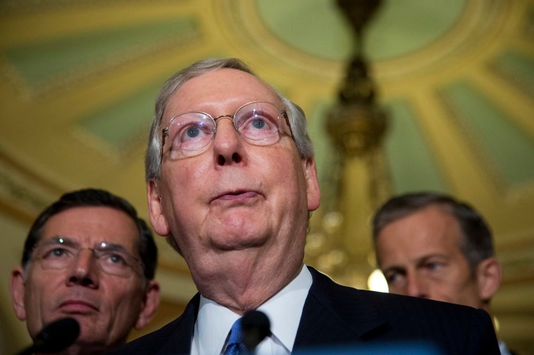 Senate Majority Leader Mitch McConnell is worried Donald Trump's tone could have long-term effects on the GOP. (AP Photo/Manuel Balce Ceneta)