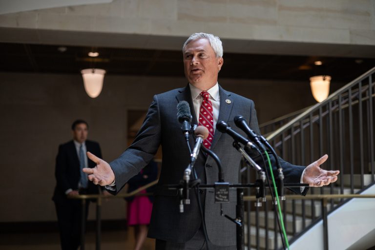 House Oversight and Accountability Committee Chair James Comer, R-Ky., speaks to reporters after he and Rep. Jamie Raskin, D-Md., the ranking member of the House Oversight and Accountability Committee, met with FBI officials to view confidential documents Comer demanded in his investigation of President Joe Biden's family, Monday, June 5, 2023, on Capitol Hill in Washington.