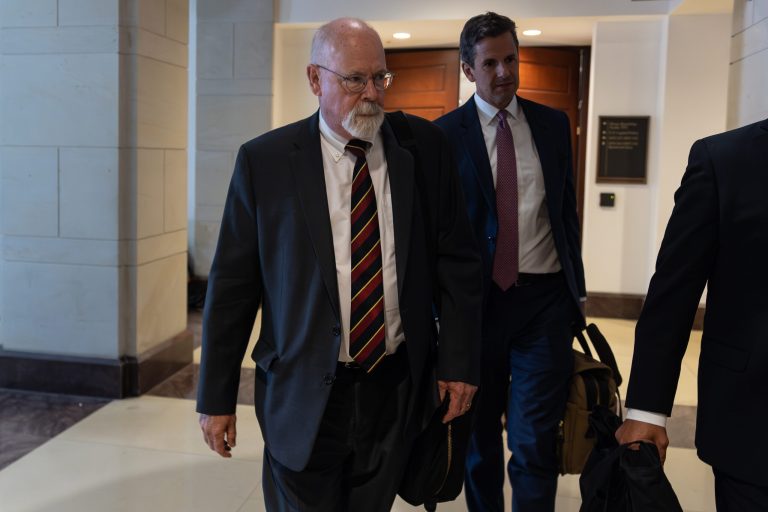 Special Counsel John Durham leaves a closed hearing of the Permanent Select Committee on Intelligence, Tuesday, June 20, 2023, on Capitol Hill in Washington.