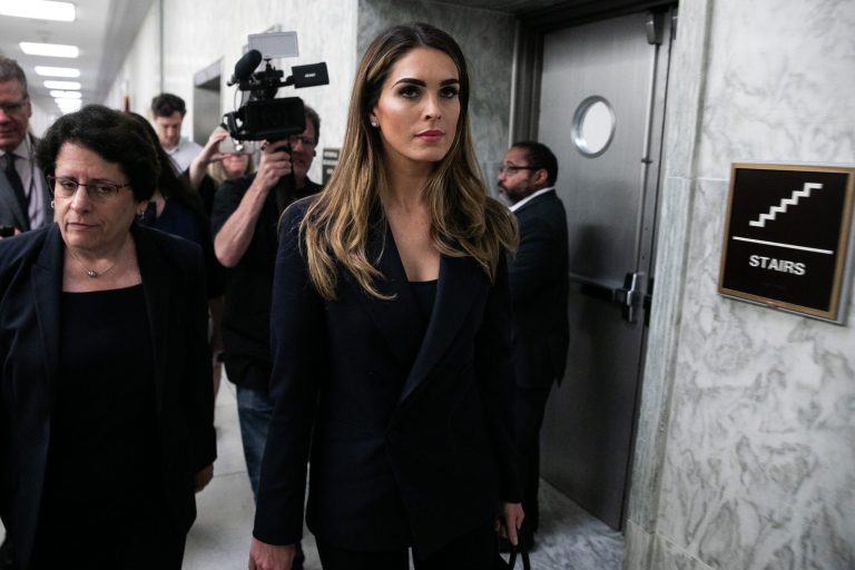 Former White House communications director Hope Hicks leaves a closed-door interview with the House Judiciary Committee for a lunch break, on Capitol Hill, June 19, 2019.