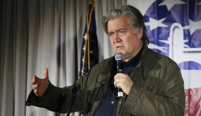 Steve Bannon, who is heading to Alabama to campaign for Republican Senate candidate Roy Moore, is targeting GOP Senate incumbents in primaries. (AP Photo/Mary Schwalm, File)