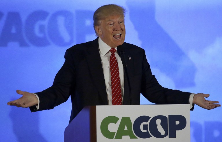 Donald Trump's campaign rejected the inclusion of a white nationalist in its selection of California delegates late Tuesday. (AP Photo/Jeff Chiu)