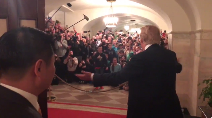 Watch: Trump surprises White House tour visitors