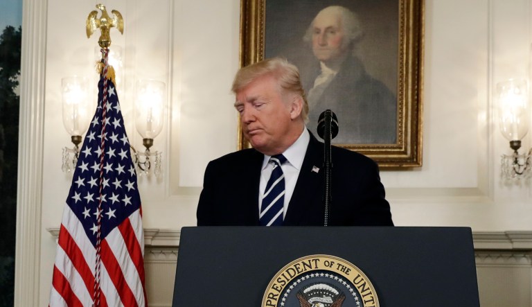 Trump plans to visit Las Vegas on Wednesday, a day after traveling to Puerto Rico to meet with victims of Hurricane Maria. (AP Photo/Evan Vucci)