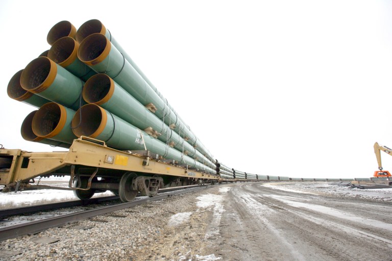 Eric Hylden/Grand Forks Herald/AP
Canadian oil pipeline company TransCanada began stockpiling pipe in North Dakota in 2008, when it first applied for permits to complete Keystone XL.