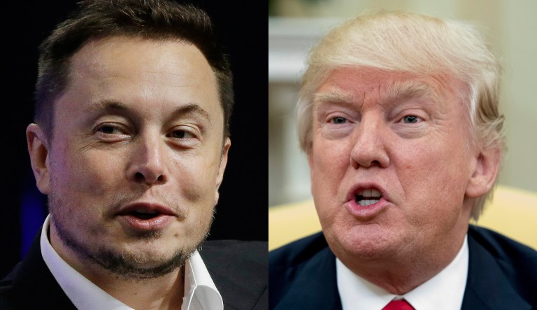 President Trump read Elon Musk's tweets about car tariffs out loud at a press conference about the steel and aluminum tariffs. (AP)