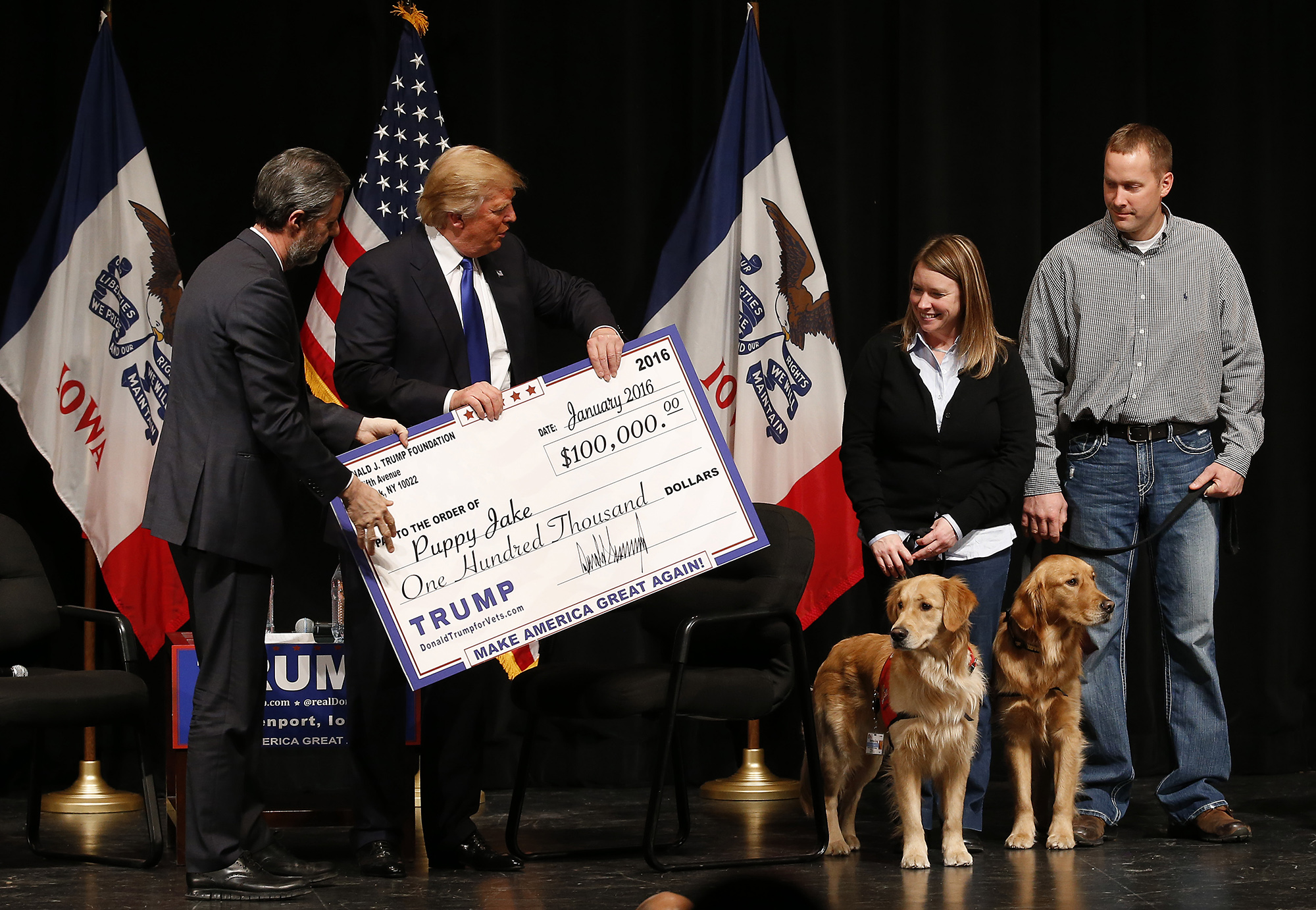 Trump writes check to support wounded vets
