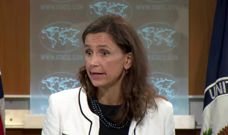 On Wednesday, spokeswoman Elizabeth Trudeau said the department now agrees with NARA that videos of each day's briefing are government records. (Screen shot)