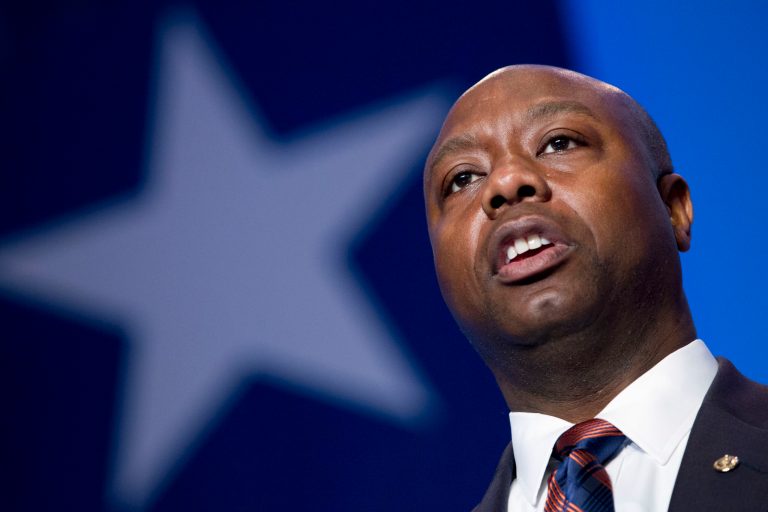 Sen. Tim Scott, R-S.C., speaks during the Values Voter Summit on Oct. 11 in Washington. ( AP Photo/Jose Luis Magana)