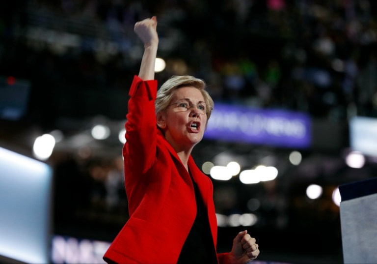 As Elizabeth Warren spoke, her many attacks on Donald Trump earned her enthusiastic praise. But it did little to satiate a smattering of delegates who heckled her repeatedly with chants of, 