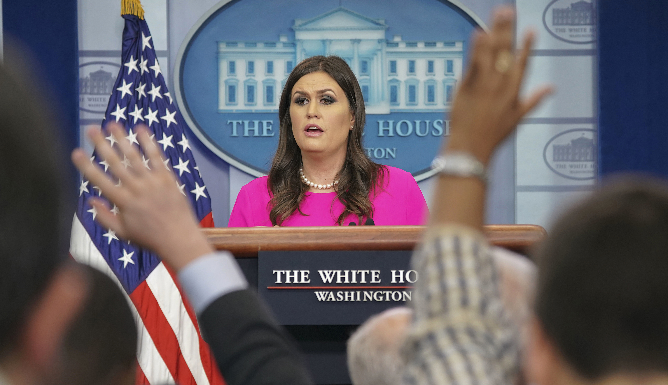 Sarah Sanders tells reporters they should ‘get a sense of humor’