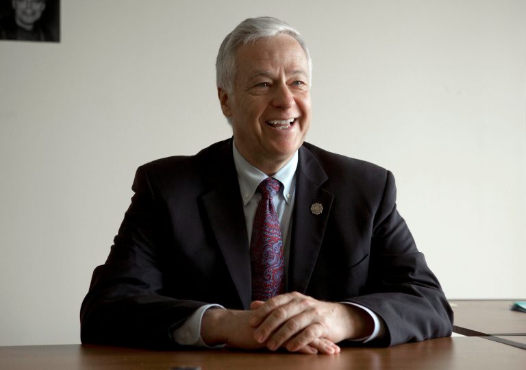 In this photo made Friday, Nov. 8, 2013, Rep. Mike Michaud speaks to a reporter in Portland, Maine. Michaud said coming out as gay has been a positive experience, with congratulations pouring in from his GOP counterpart on the Veterans Affairs Committee and one of the six other openly gay members of the House. (AP Photo/Robert F. Bukaty)